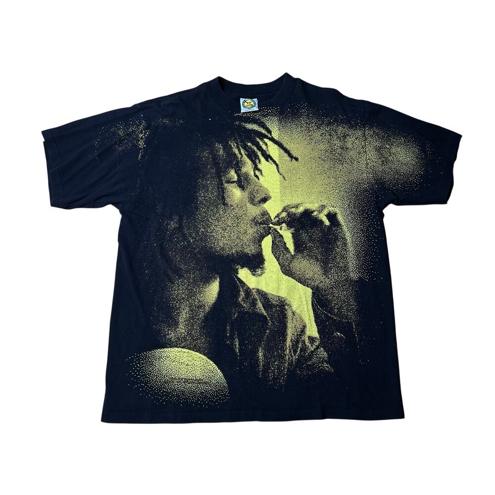 Vintage Rare 90s Bob Marley 420 AOP Weed T Shirt Single Stitch XL
